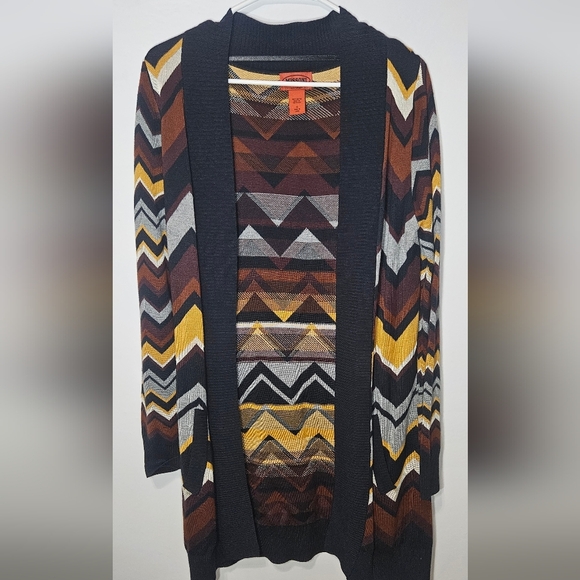 MISSONI for Target Chevron Knit Open Front Sweater Cardigan Black Brown Sm B8 - Picture 1 of 3